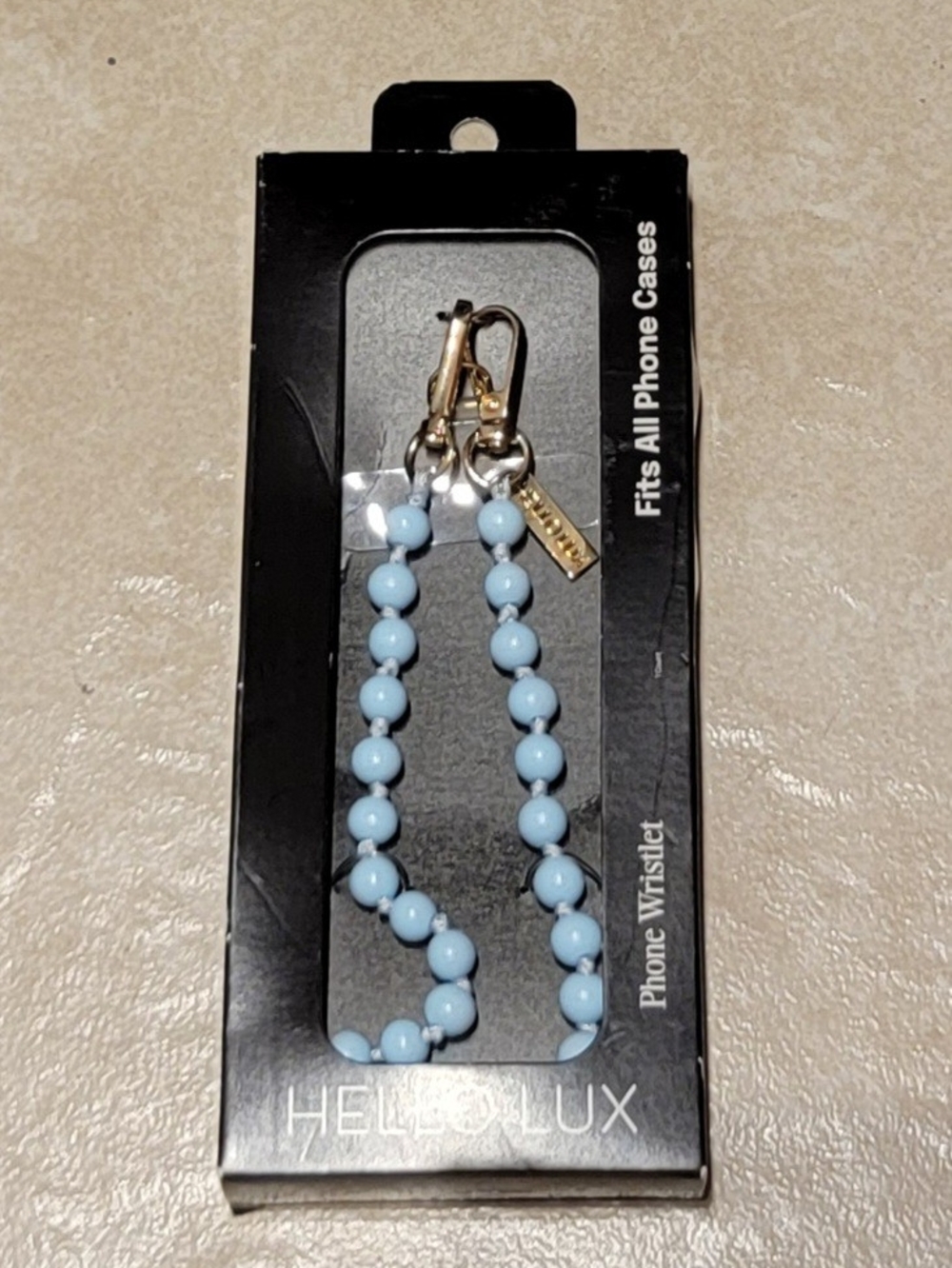 Hello Lux Light Blue Beaded Phone Wristlet